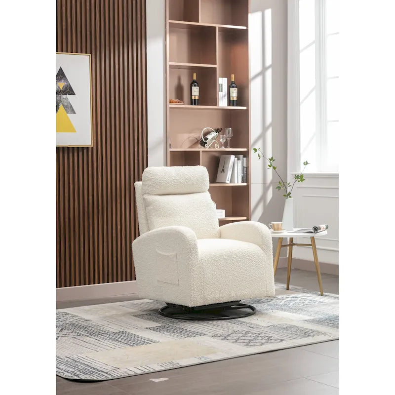 Fauteuil inclinable pivotant à 360 degrés avec coussin lombaire, dossier haut et revêtement beige