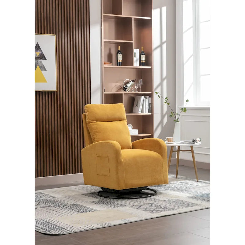 Fauteuil inclinable pivotant à 360 degrés avec coussin lombaire, dossier haut et revêtement beige