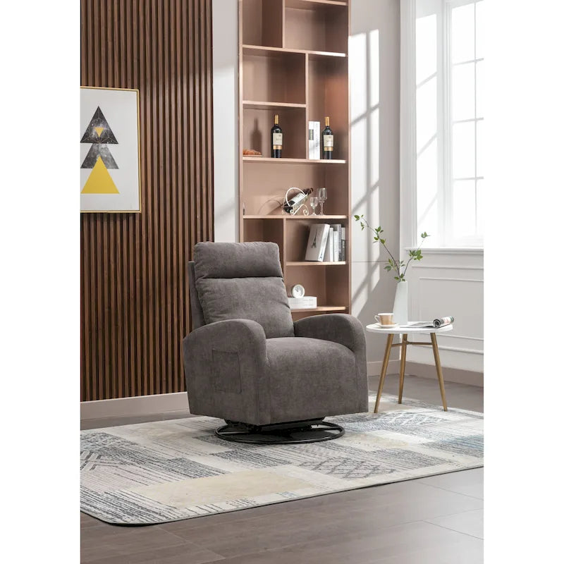 Fauteuil inclinable pivotant à 360 degrés avec coussin lombaire, dossier haut et revêtement beige