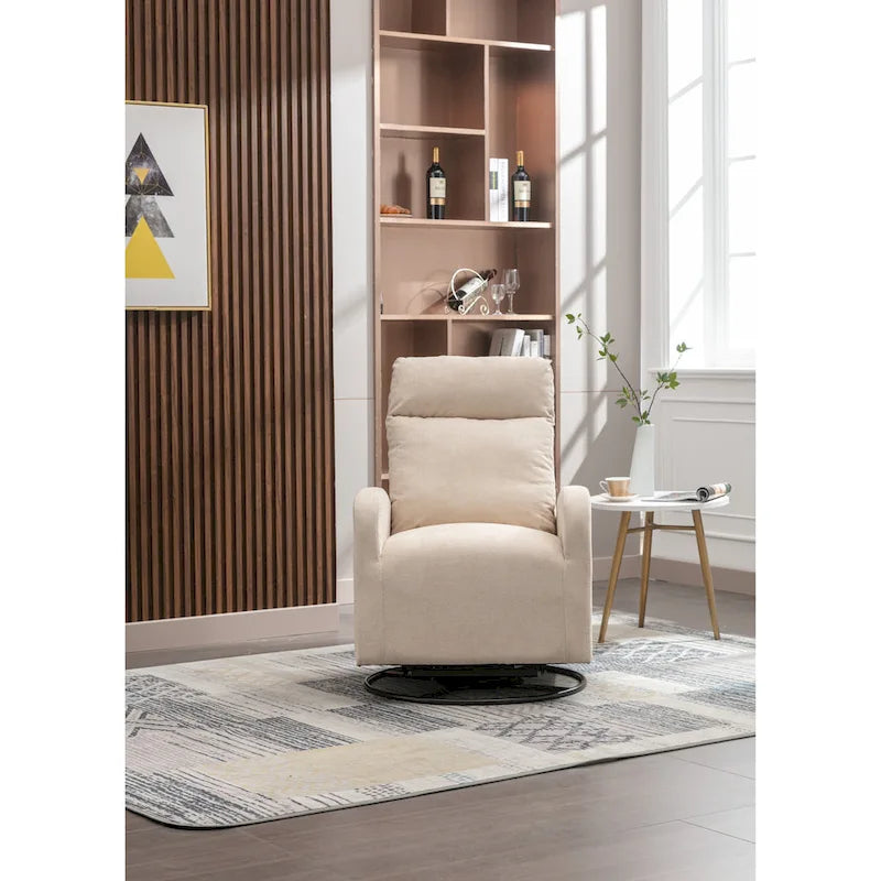 Fauteuil inclinable pivotant à 360 degrés avec coussin lombaire, dossier haut et revêtement beige