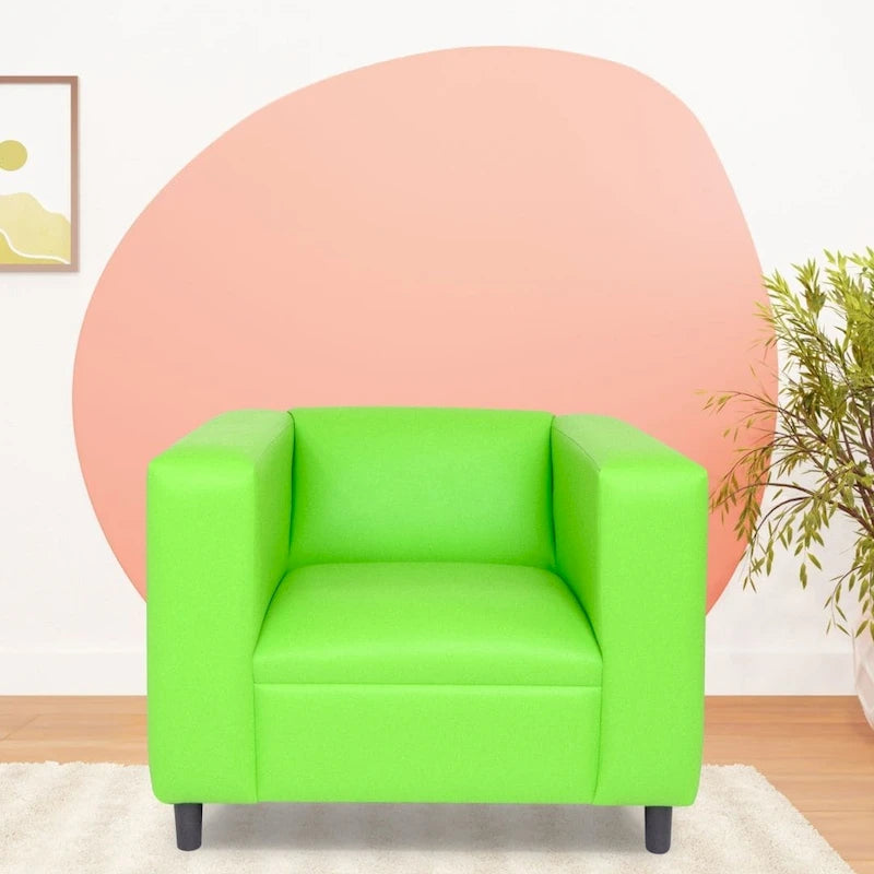 Fauteuil d'appoint rembourré en similicuir de style Mid-Century Modern avec cadre en bois massif