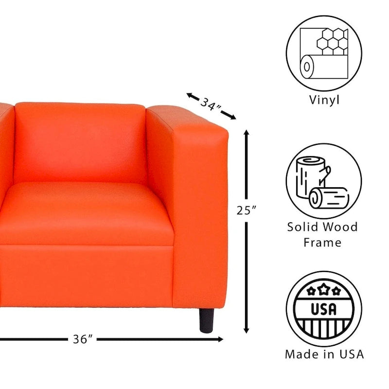 Fauteuil d'appoint rembourré en similicuir de style Mid-Century Modern avec cadre en bois massif