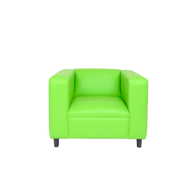 Fauteuil d'appoint rembourré en similicuir de style Mid-Century Modern avec cadre en bois massif
