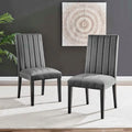 Chaise de salle à manger en velours avec capitonnage à canaux et garniture cloutée