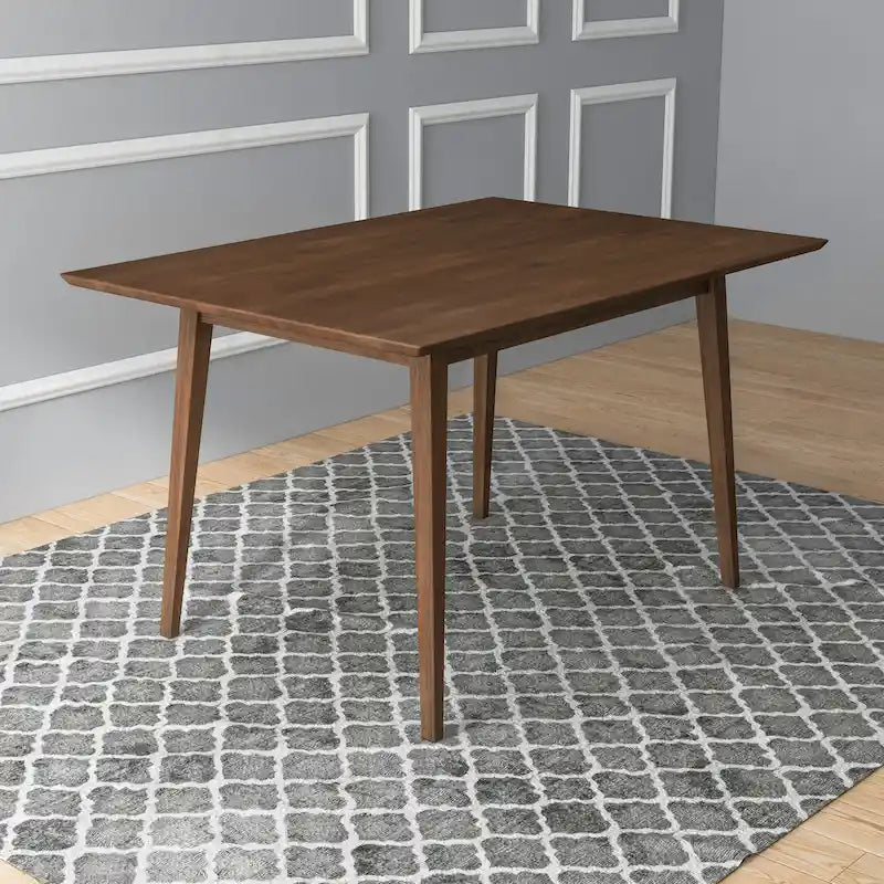 Table à manger rectangulaire moderne du milieu du siècle en bois massif blanc marron