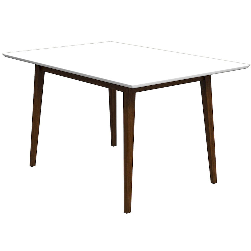Table à manger rectangulaire moderne du milieu du siècle en bois massif blanc marron