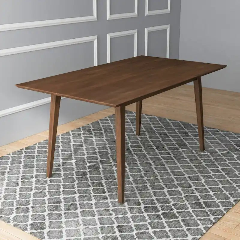 Table à manger rectangulaire moderne du milieu du siècle en bois massif blanc marron
