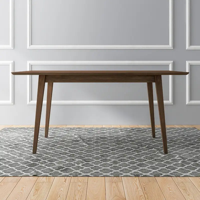 Table à manger rectangulaire moderne du milieu du siècle en bois massif blanc marron