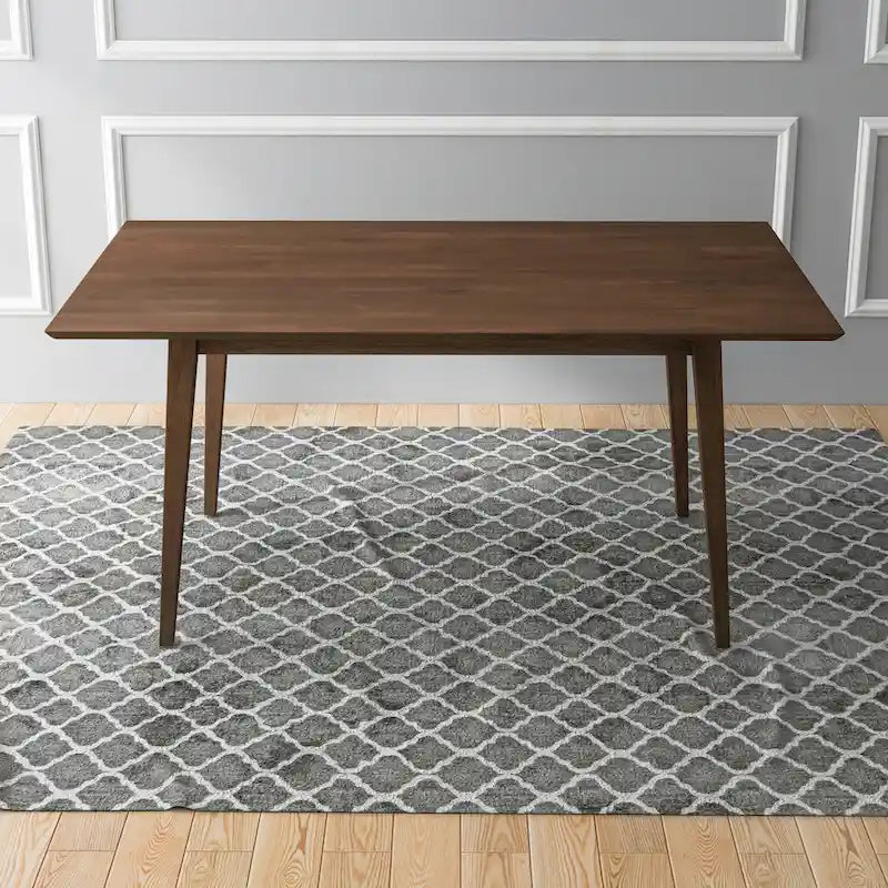 Table à manger rectangulaire moderne du milieu du siècle en bois massif blanc marron