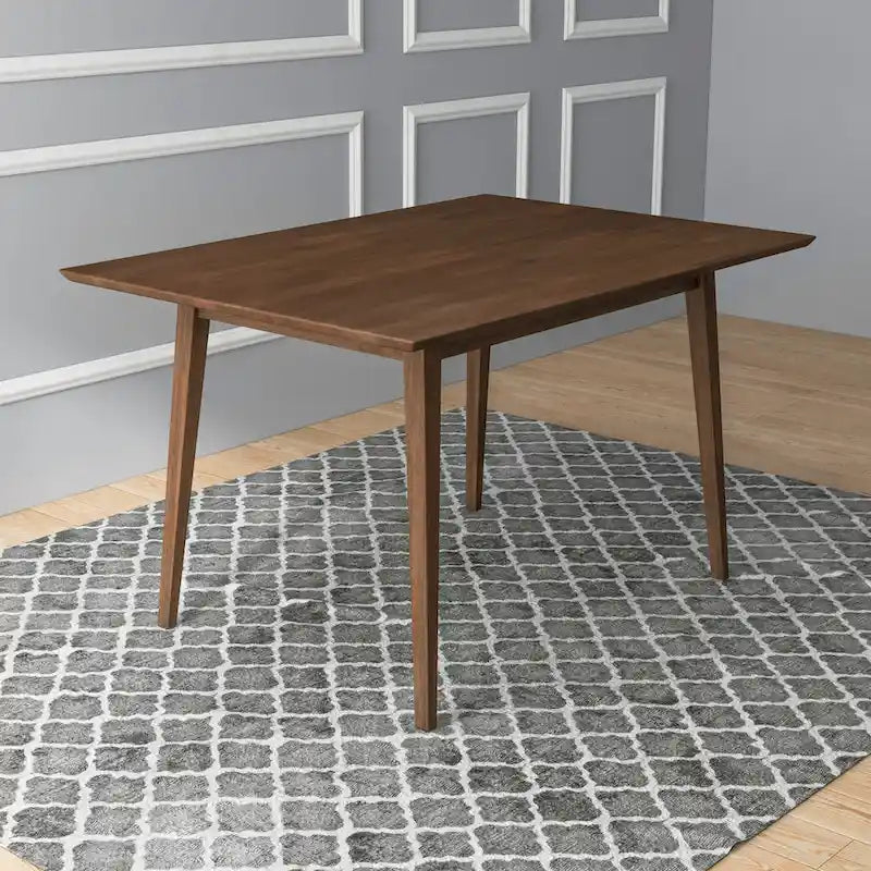 Table à manger rectangulaire moderne du milieu du siècle en bois massif blanc marron