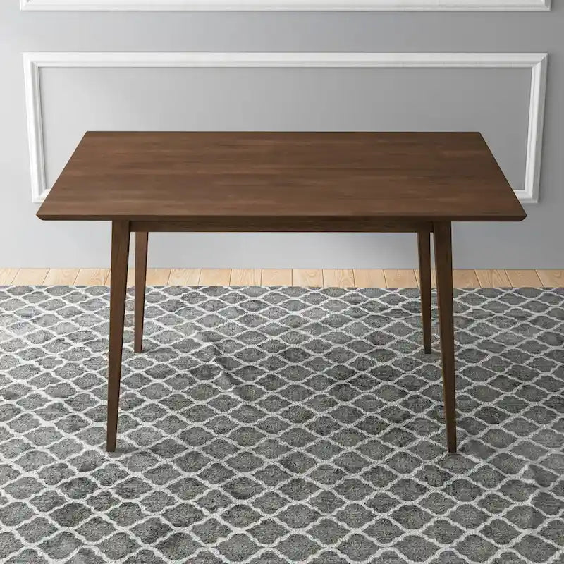 Table à manger rectangulaire moderne du milieu du siècle en bois massif blanc marron
