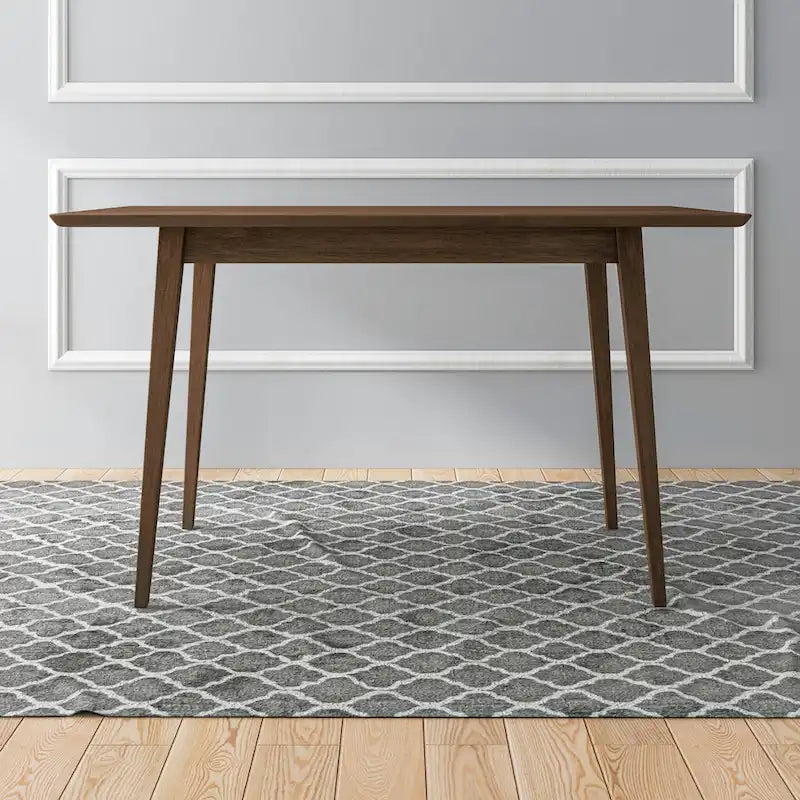 Table à manger rectangulaire moderne du milieu du siècle en bois massif blanc marron