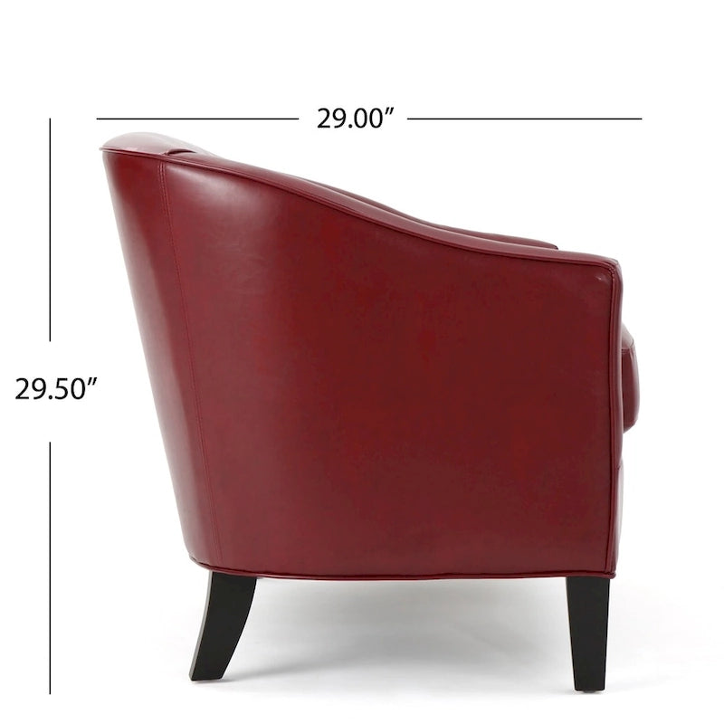 Canapé moderne en similicuir avec cadre en bois de bouleau, rouge