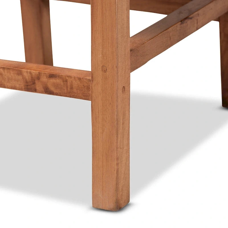 Tabouret de comptoir bohème en rotin naturel marron tressé avec cadre en bois de manguier