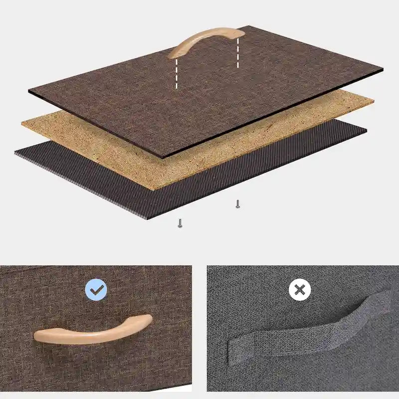 Commode à 5 tiroirs en tissu, tour de rangement verticale avec cadre métallique et plateau en bois