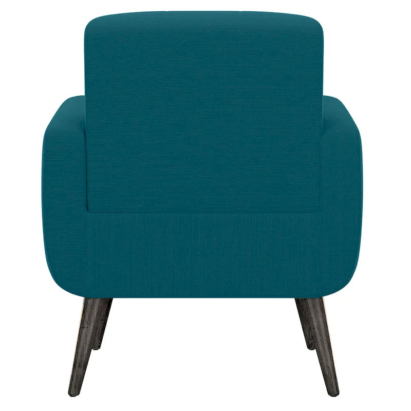 Fauteuil d'appoint en lin capitonné bleu paon, style Mid-Century Modern