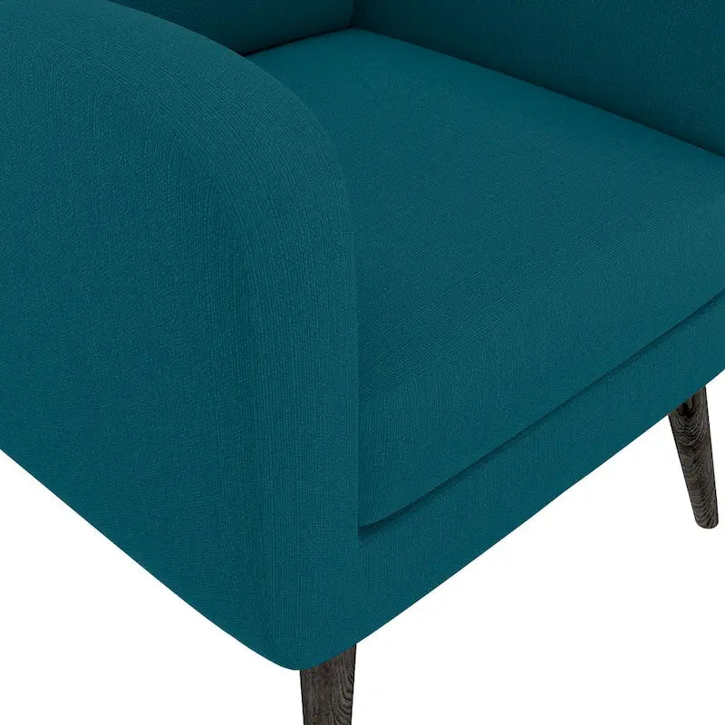 Fauteuil d'appoint en lin capitonné bleu paon, style Mid-Century Modern