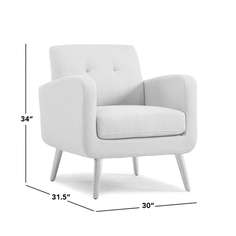 Fauteuil d'appoint en lin capitonné bleu paon, style Mid-Century Modern