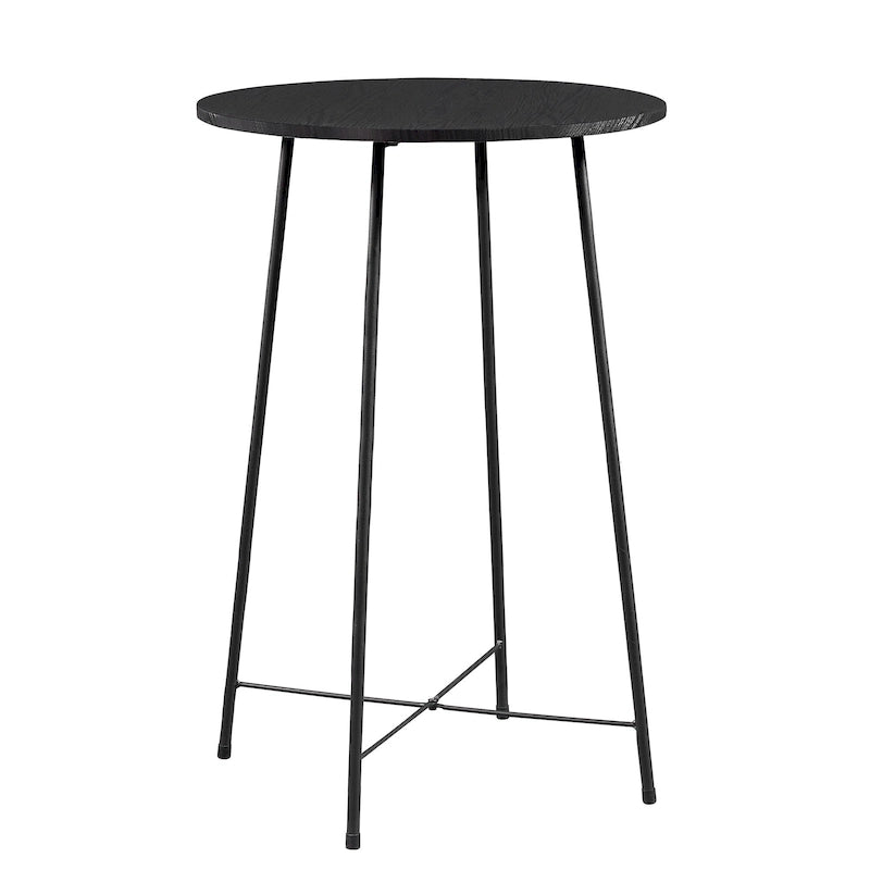 Table haute ronde plateau bois piétement métal style industriel multicolore
