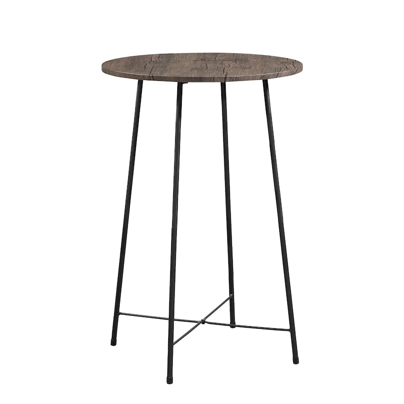 Table haute ronde plateau bois piétement métal style industriel multicolore