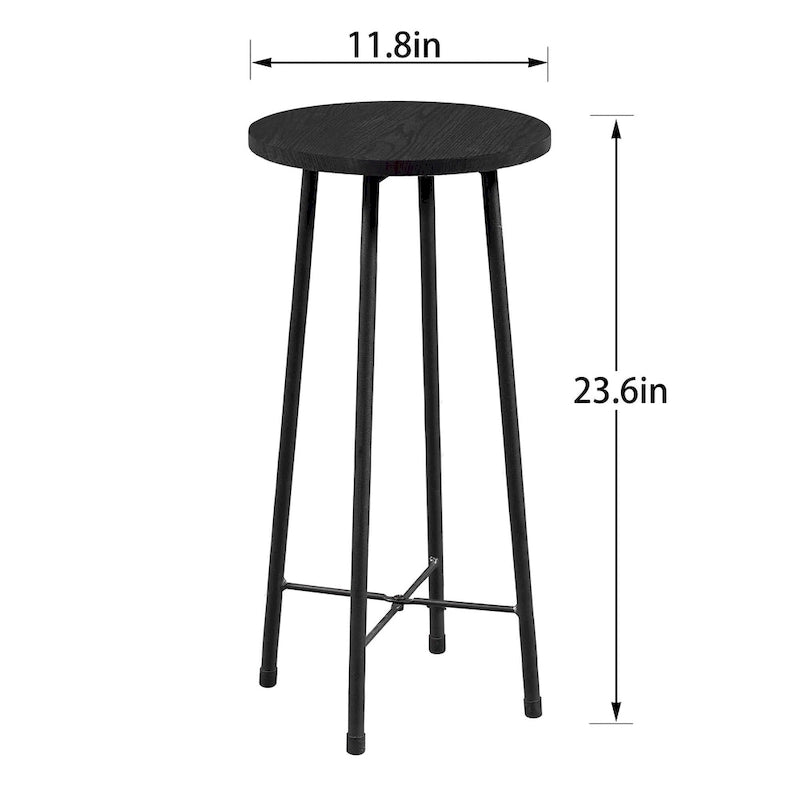 Table haute ronde plateau bois piétement métal style industriel multicolore