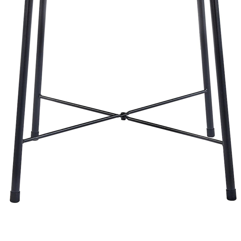 Table haute ronde plateau bois piétement métal style industriel multicolore