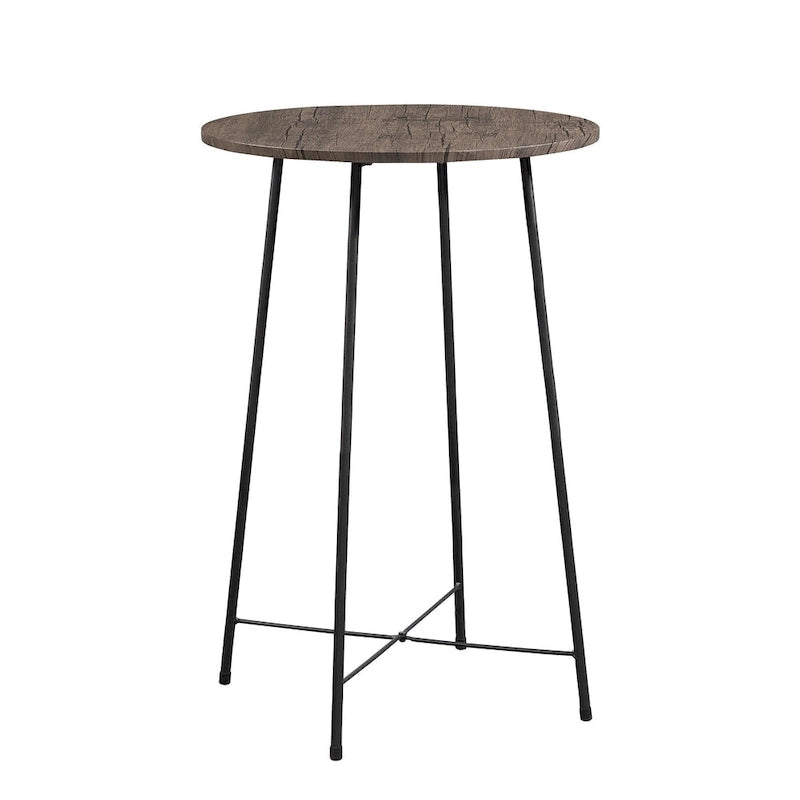 Table haute ronde plateau bois piétement métal style industriel multicolore