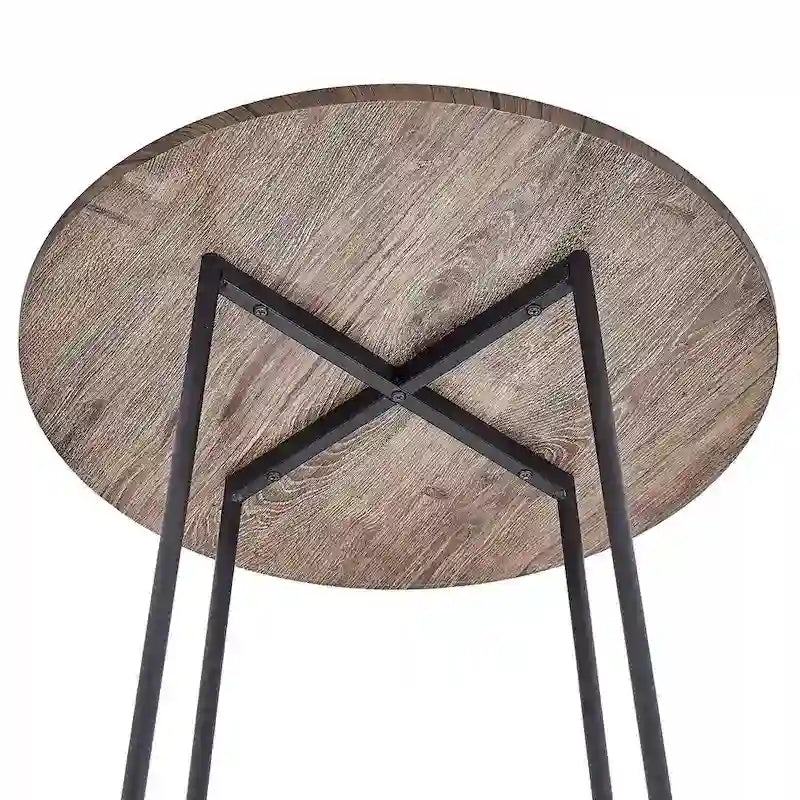 Table haute ronde plateau bois piétement métal style industriel multicolore