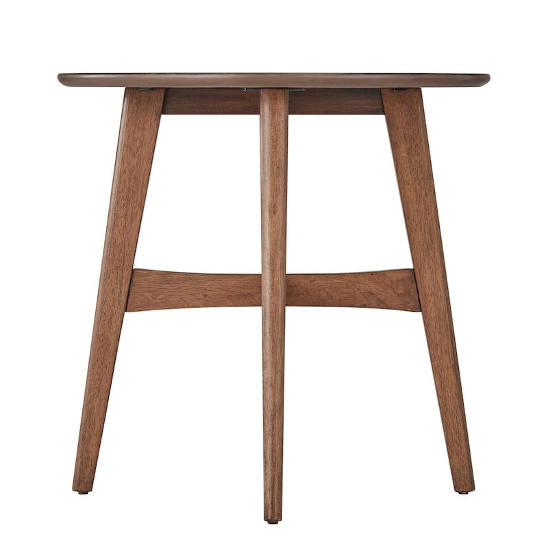 Table d'appoint ronde en bois massif avec piétement en croix, finition chêne naturel