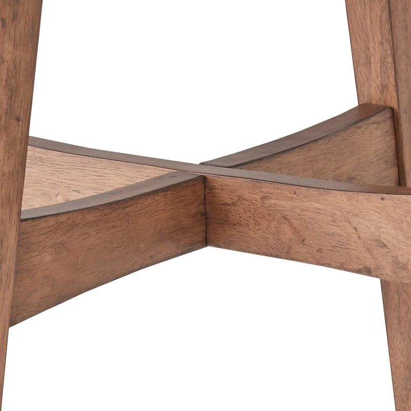 Table d'appoint ronde en bois massif avec piétement en croix, finition chêne naturel