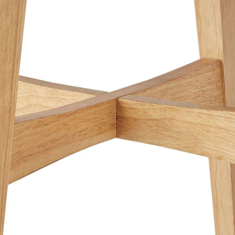 Table d'appoint ronde en bois massif avec piétement en croix, finition chêne naturel