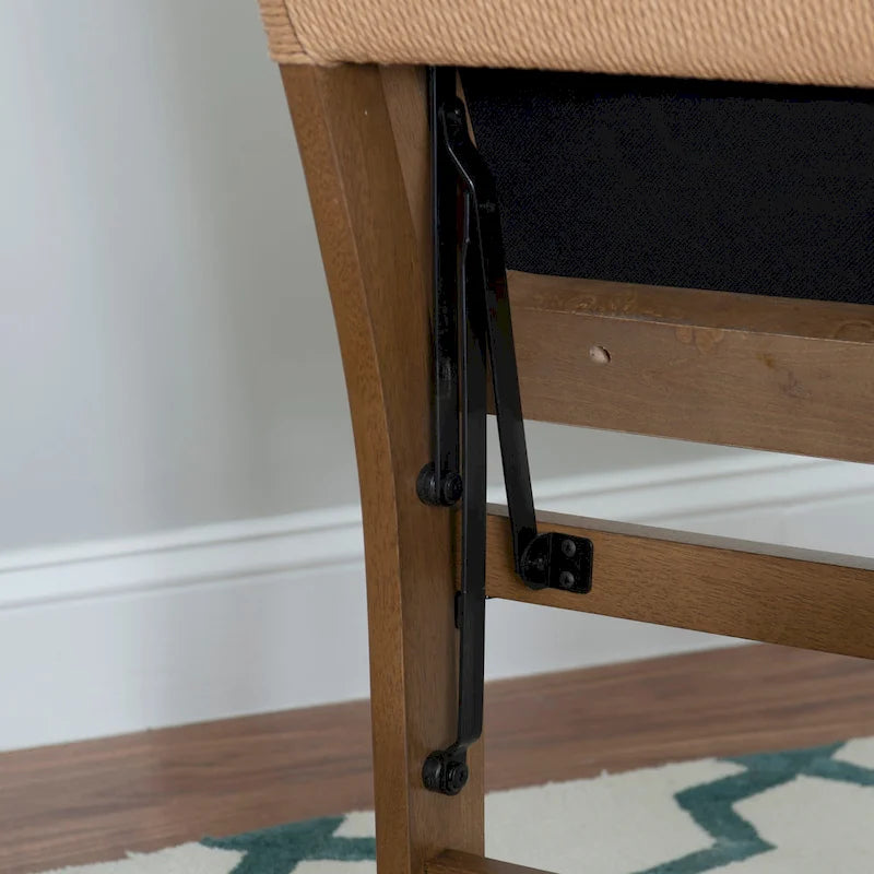 Chaise de salle à manger pliante en bois d'hévéa avec dossier en corde et assise rembourrée, noir naturel