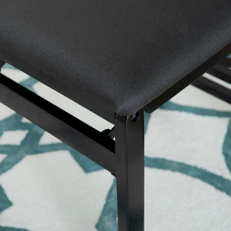 Chaise de salle à manger pliante en bois d'hévéa avec dossier en corde et assise rembourrée, noir naturel
