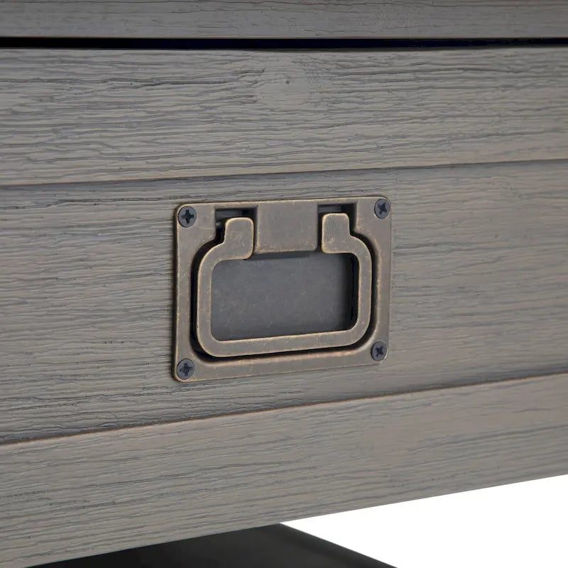 Table basse carrée en acacia massif rustique avec tiroirs et étagère