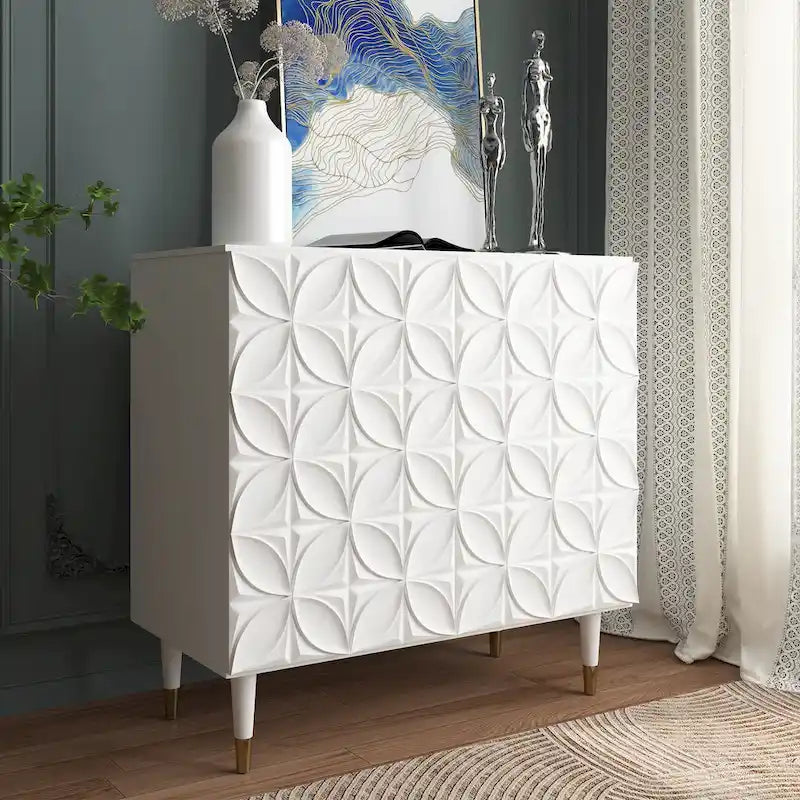 Clihome 2 Door Sideboard Glossy Locker Media Storage Accent Cabinet