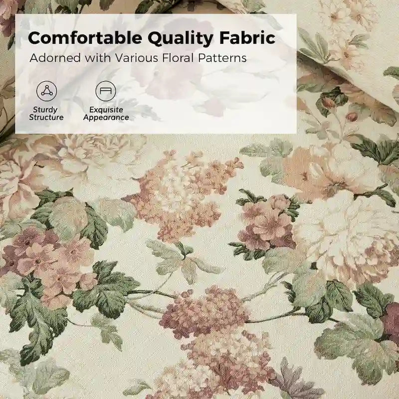 Fauteuil d'appoint pivotant déhoussable à motif floral avec coussin amovible lavable