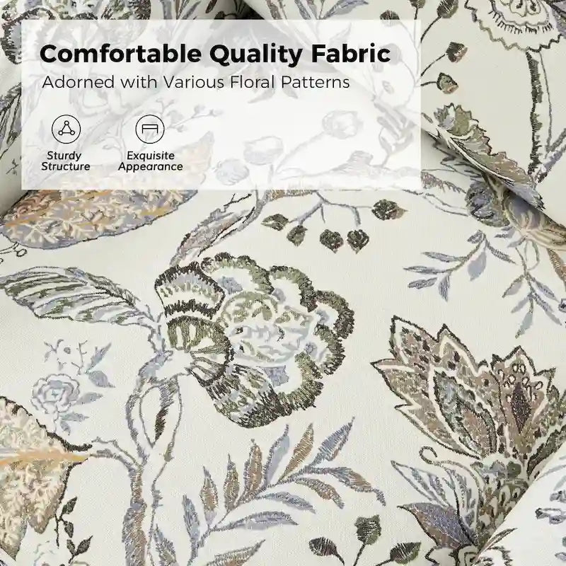 Fauteuil d'appoint pivotant déhoussable à motif floral avec coussin amovible lavable