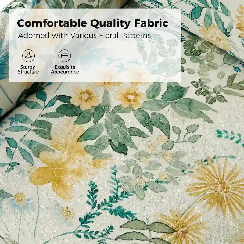 Fauteuil d'appoint pivotant déhoussable à motif floral avec coussin amovible lavable