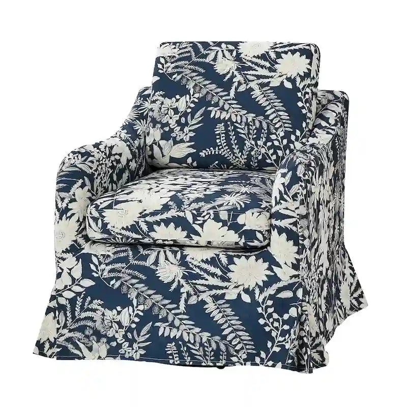 Fauteuil d'appoint pivotant déhoussable à motif floral avec coussin amovible lavable