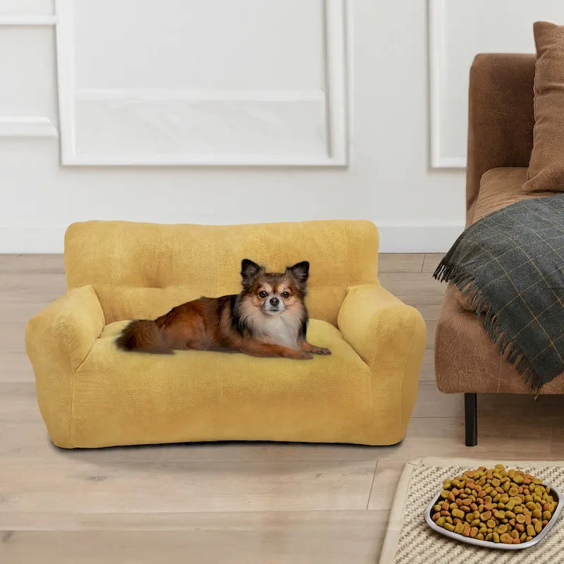Canapé-lit en tissu peluche pour animaux de compagnie avec design touffeté pour petits et moyens chiens et chats