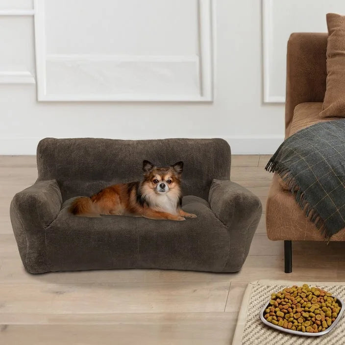 Canapé-lit en tissu peluche pour animaux de compagnie avec design touffeté pour petits et moyens chiens et chats