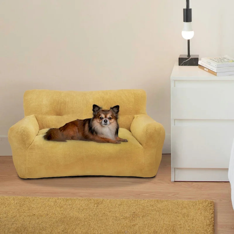 Canapé-lit en tissu peluche pour animaux de compagnie avec design touffeté pour petits et moyens chiens et chats