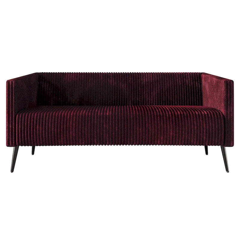 Canapé en velours côtelé avec pieds en métal, bleu clair, noir, gris, rouge