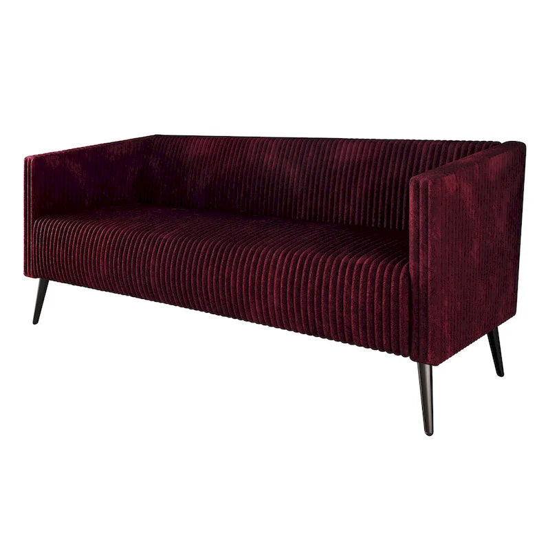 Canapé en velours côtelé avec pieds en métal, bleu clair, noir, gris, rouge