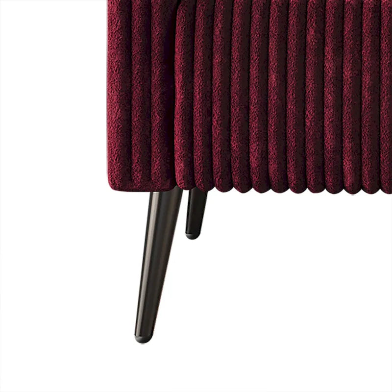 Canapé en velours côtelé avec pieds en métal, bleu clair, noir, gris, rouge