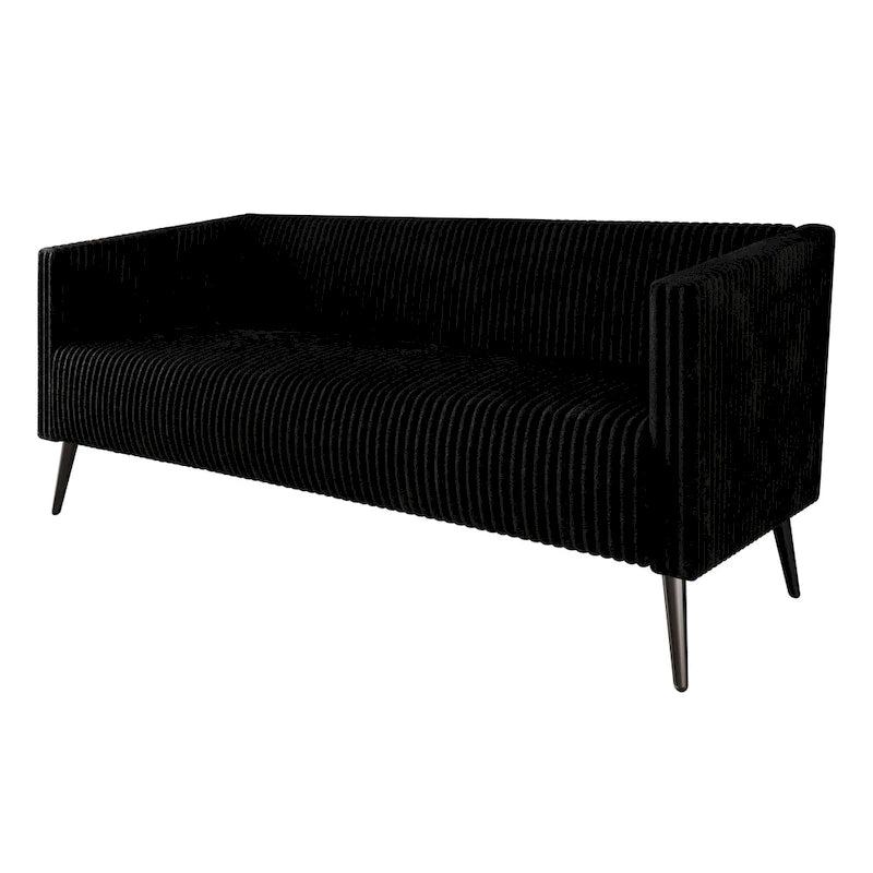 Canapé en velours côtelé avec pieds en métal, bleu clair, noir, gris, rouge