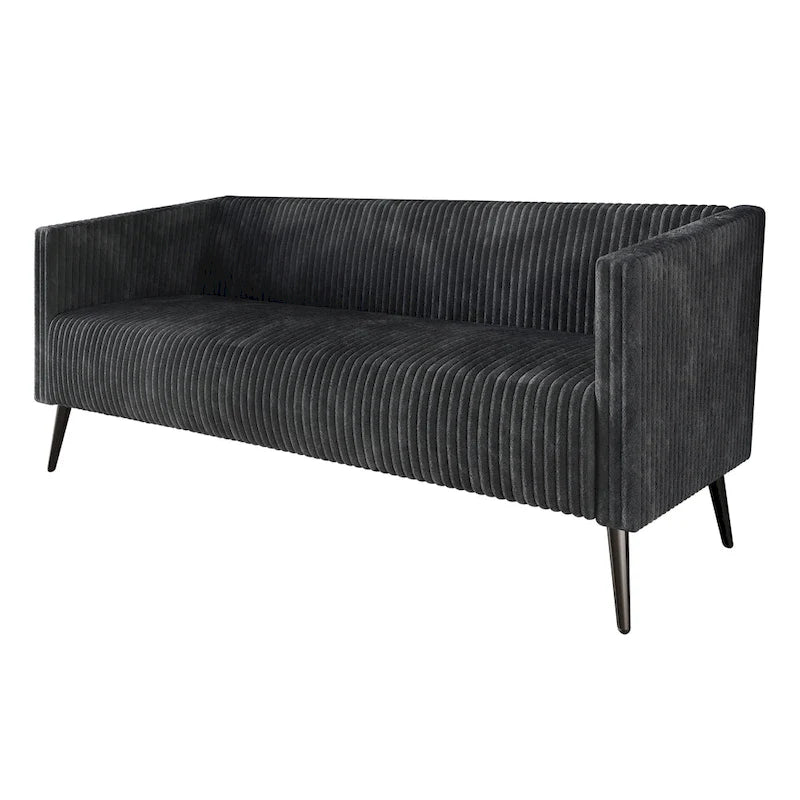 Canapé en velours côtelé avec pieds en métal, bleu clair, noir, gris, rouge