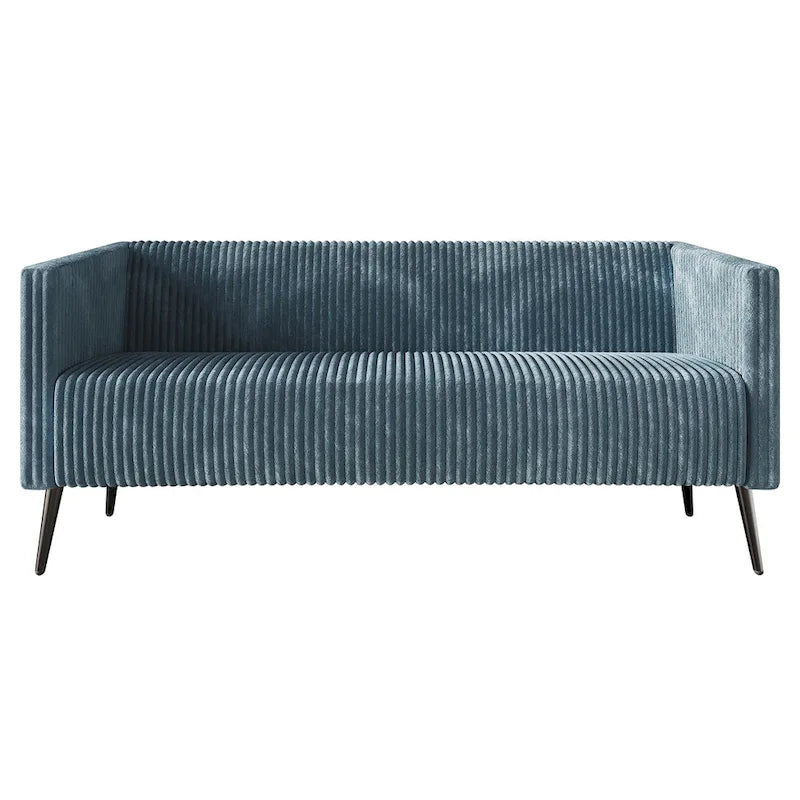 Canapé en velours côtelé avec pieds en métal, bleu clair, noir, gris, rouge