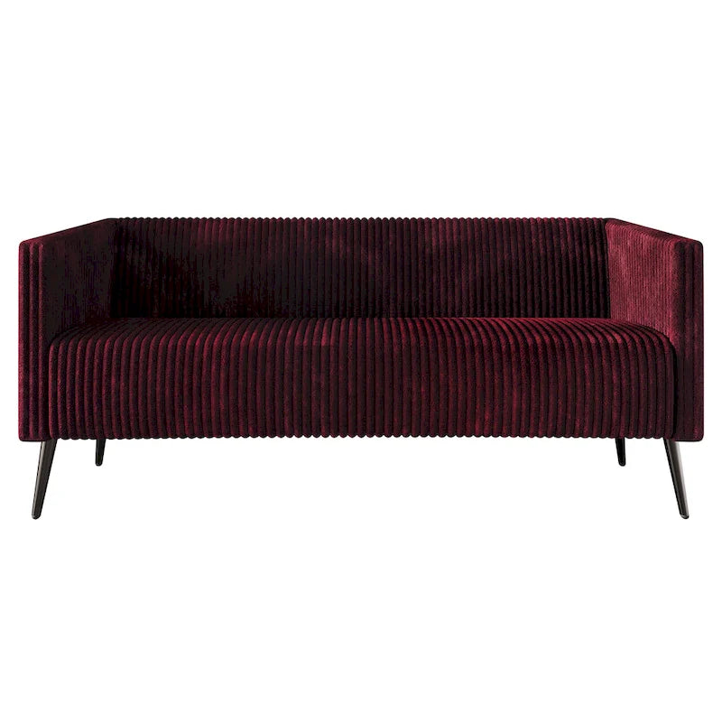 Canapé en velours côtelé avec pieds en métal, bleu clair, noir, gris, rouge