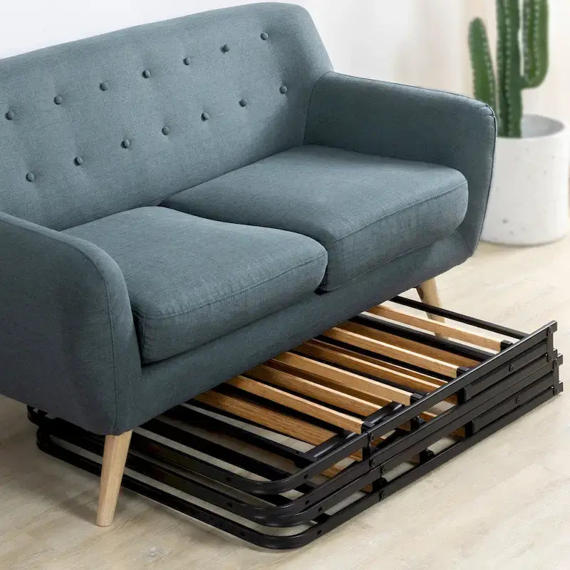 Cadre de lit plateforme en métal noir de 14 pouces avec lattes en bambou durable